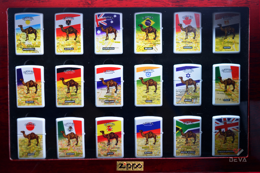 Set Zippo 18 Chiếc Sơn Chủ Đề Camel Các Quốc Gia