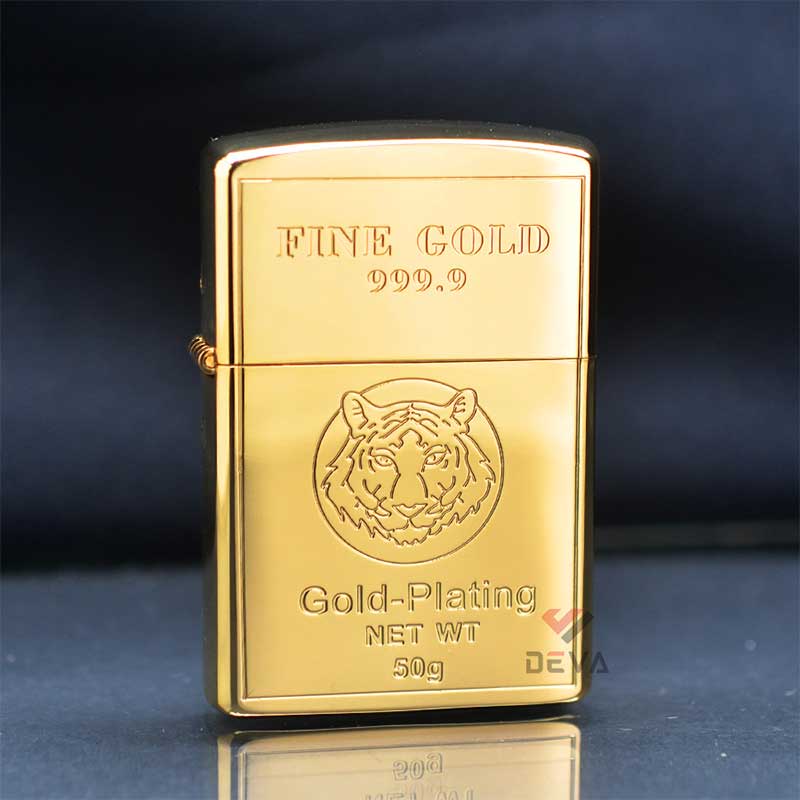 Zippo vàng mẫu Zorro Fine Gold mạ vàng dày chủ đề năm Hổ Z92168