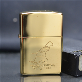 Zippo 1991 mạ vàng bàn đồ Saipan C07